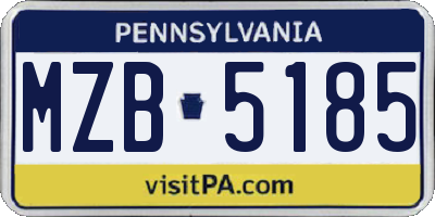 PA license plate MZB5185