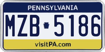 PA license plate MZB5186