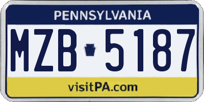 PA license plate MZB5187