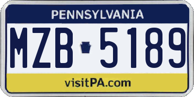 PA license plate MZB5189