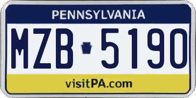 PA license plate MZB5190