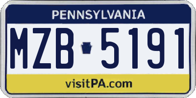 PA license plate MZB5191