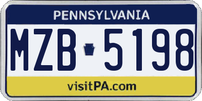 PA license plate MZB5198