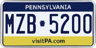 PA license plate MZB5200