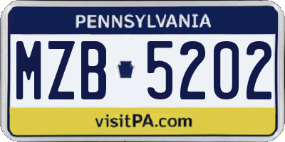 PA license plate MZB5202