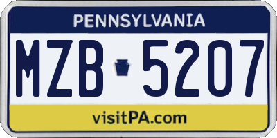 PA license plate MZB5207
