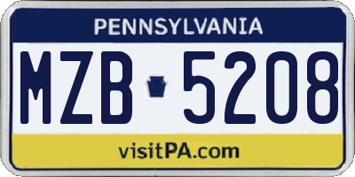 PA license plate MZB5208