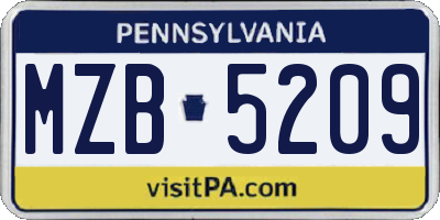 PA license plate MZB5209