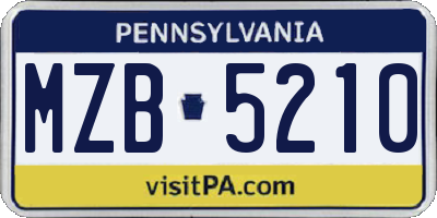 PA license plate MZB5210