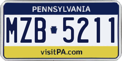 PA license plate MZB5211