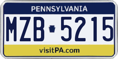 PA license plate MZB5215