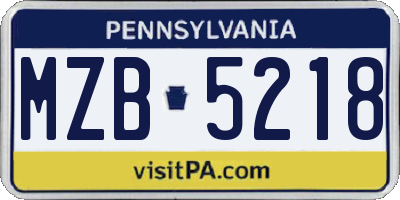 PA license plate MZB5218