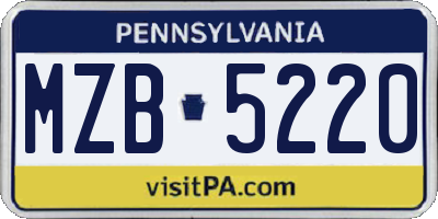 PA license plate MZB5220
