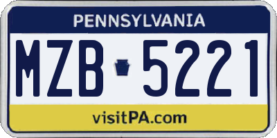 PA license plate MZB5221