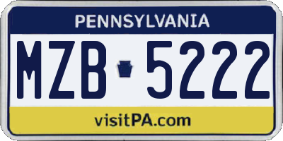 PA license plate MZB5222
