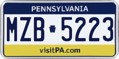 PA license plate MZB5223