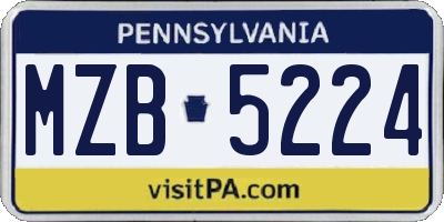 PA license plate MZB5224