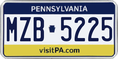 PA license plate MZB5225