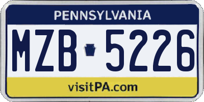 PA license plate MZB5226