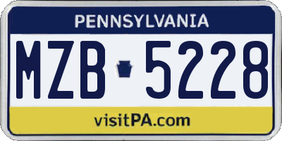 PA license plate MZB5228