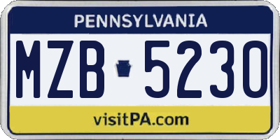 PA license plate MZB5230