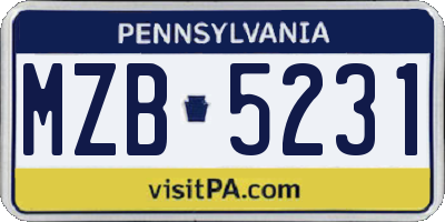 PA license plate MZB5231