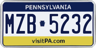PA license plate MZB5232