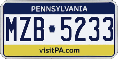 PA license plate MZB5233