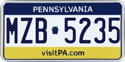 PA license plate MZB5235