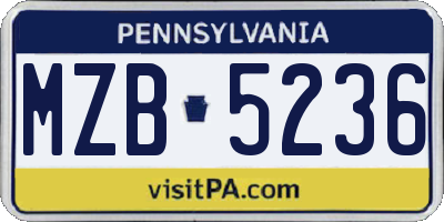 PA license plate MZB5236