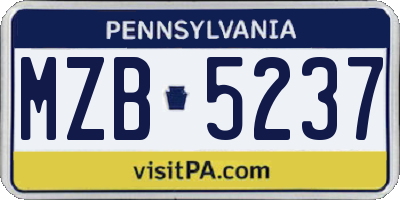 PA license plate MZB5237