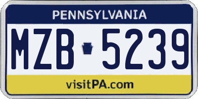 PA license plate MZB5239