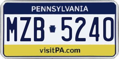 PA license plate MZB5240