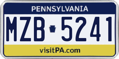 PA license plate MZB5241