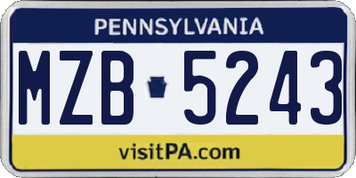 PA license plate MZB5243