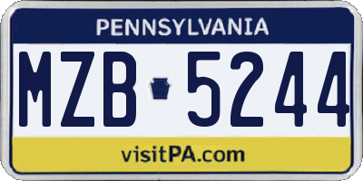 PA license plate MZB5244