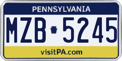 PA license plate MZB5245