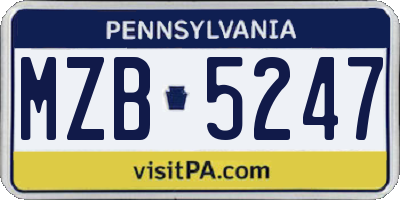PA license plate MZB5247