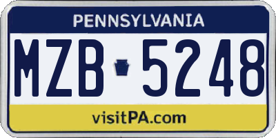 PA license plate MZB5248