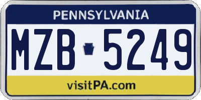 PA license plate MZB5249