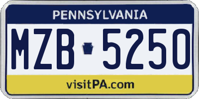 PA license plate MZB5250