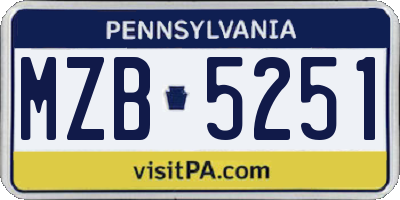 PA license plate MZB5251