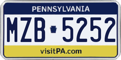 PA license plate MZB5252