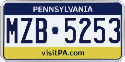 PA license plate MZB5253