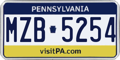 PA license plate MZB5254