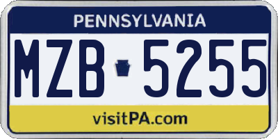 PA license plate MZB5255