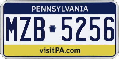 PA license plate MZB5256