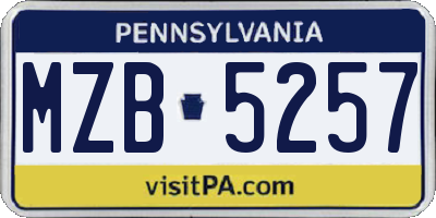 PA license plate MZB5257