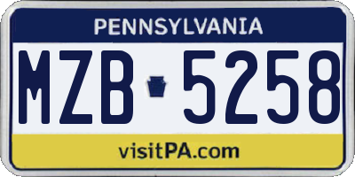 PA license plate MZB5258