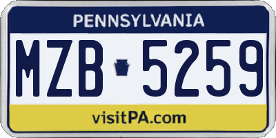 PA license plate MZB5259